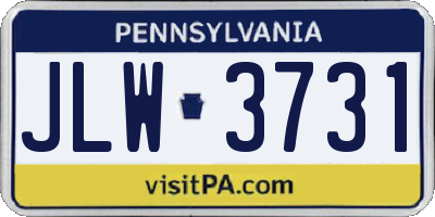 PA license plate JLW3731