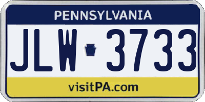 PA license plate JLW3733