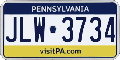 PA license plate JLW3734