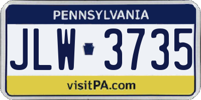 PA license plate JLW3735