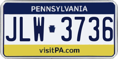 PA license plate JLW3736