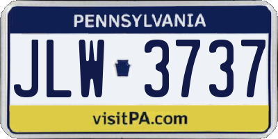PA license plate JLW3737