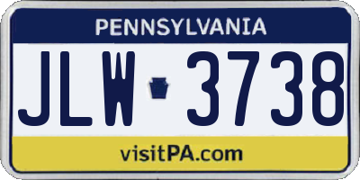PA license plate JLW3738