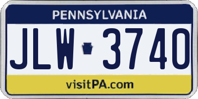 PA license plate JLW3740