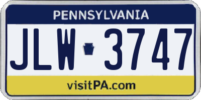 PA license plate JLW3747