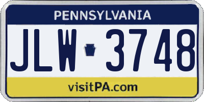 PA license plate JLW3748