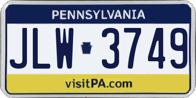 PA license plate JLW3749