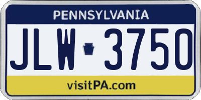 PA license plate JLW3750