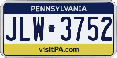 PA license plate JLW3752