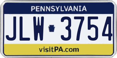PA license plate JLW3754