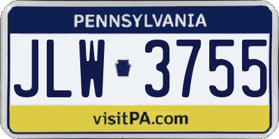 PA license plate JLW3755
