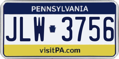 PA license plate JLW3756