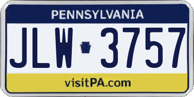 PA license plate JLW3757