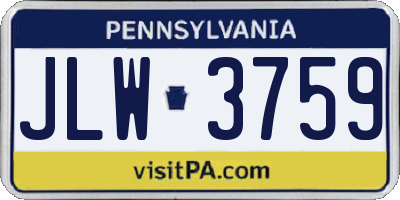 PA license plate JLW3759