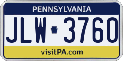 PA license plate JLW3760