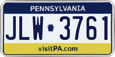 PA license plate JLW3761
