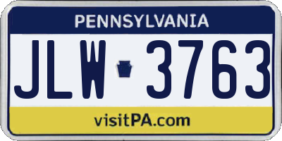 PA license plate JLW3763
