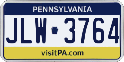 PA license plate JLW3764