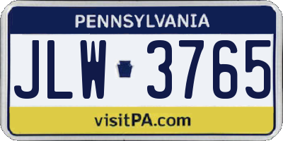PA license plate JLW3765