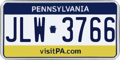 PA license plate JLW3766