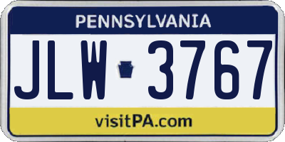 PA license plate JLW3767