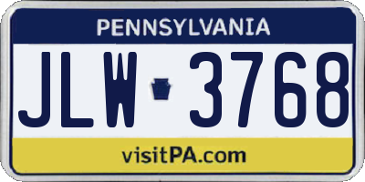 PA license plate JLW3768
