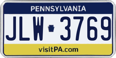 PA license plate JLW3769