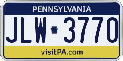 PA license plate JLW3770