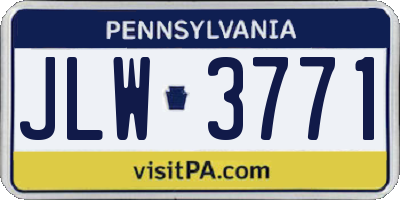 PA license plate JLW3771
