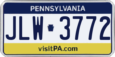 PA license plate JLW3772