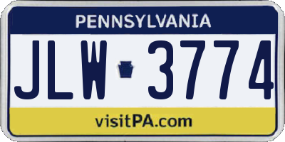PA license plate JLW3774