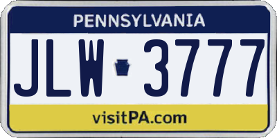 PA license plate JLW3777