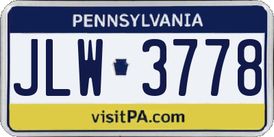 PA license plate JLW3778