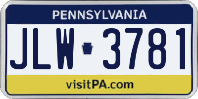 PA license plate JLW3781