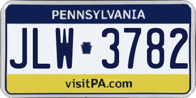 PA license plate JLW3782