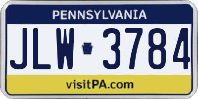 PA license plate JLW3784