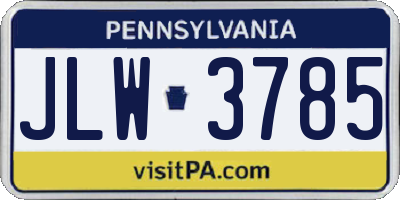PA license plate JLW3785