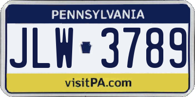 PA license plate JLW3789