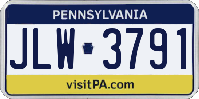 PA license plate JLW3791
