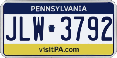 PA license plate JLW3792