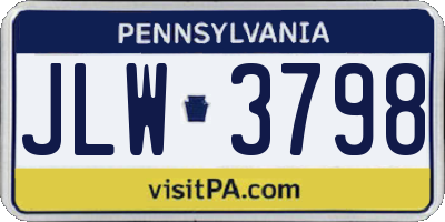 PA license plate JLW3798