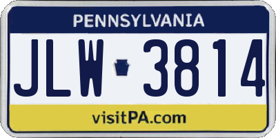 PA license plate JLW3814