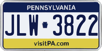 PA license plate JLW3822