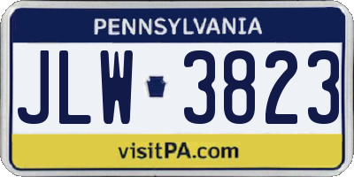 PA license plate JLW3823