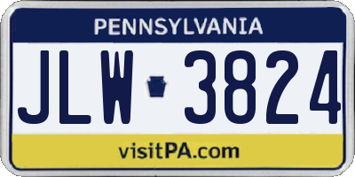 PA license plate JLW3824