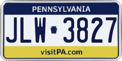 PA license plate JLW3827