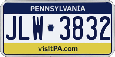 PA license plate JLW3832