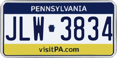 PA license plate JLW3834