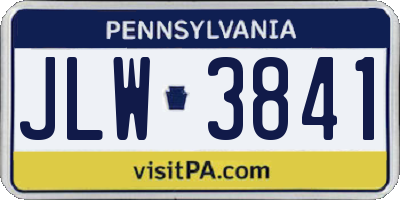 PA license plate JLW3841