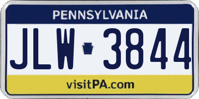 PA license plate JLW3844